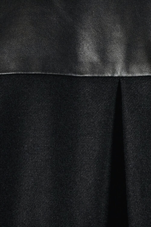 Shirt jacket 'Axl' of black wool with leather yoke - Image 8