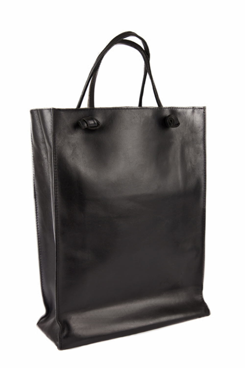 Leather tote ‘Grocery bag’ Black - Studio EVA D.