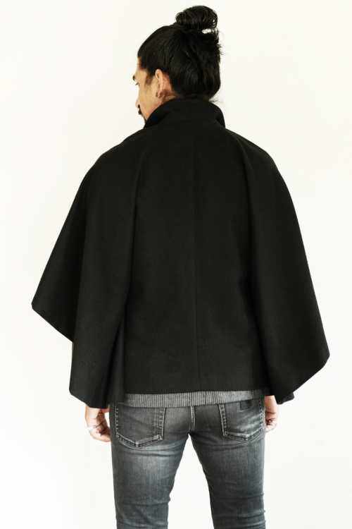 Tailored cape coat 'Charlie' of black wool - Image 3
