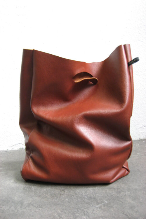 Leather shopper ‘Lastic Bag’ Cognac