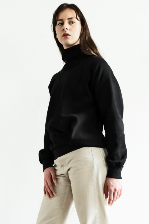 Asymmetric Pleat Sweatshirt Black - Image 3