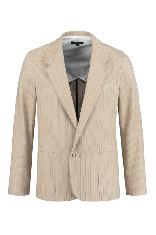 Blazer jacket 'Slack' beige linen pinstripe - Image 5