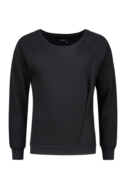 Asymmetric Pleat Sweatshirt Black - Image 4