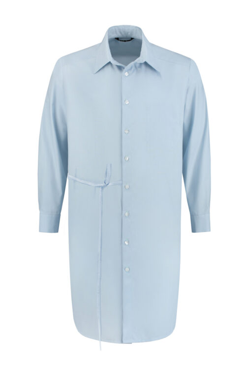 Shirt dress 'Axl' in blue cotton with asymmetrical draw string - Image 4