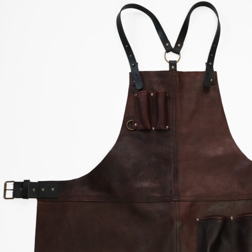 Handcrafted Leather Apron Reddish Brown - Image 3