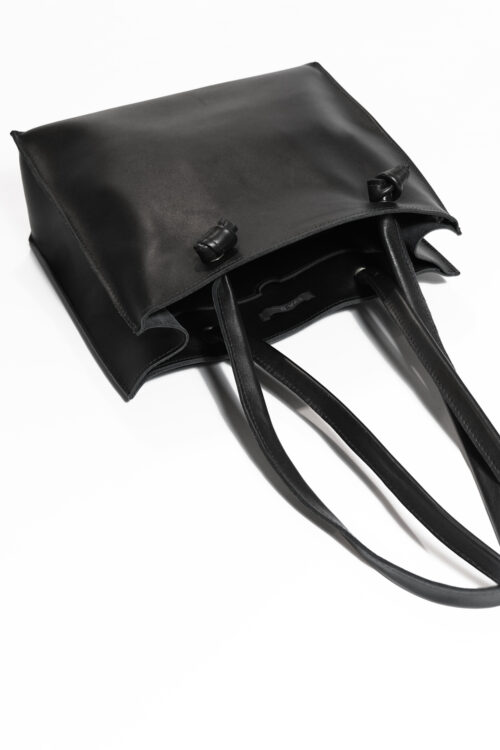 Leather Tote Bag Black 'Grocery Bag' small - Image 2
