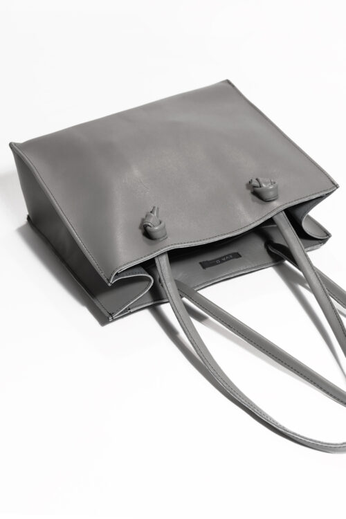 Leather Tote Bag grey 'Grocery bag' small - Image 2