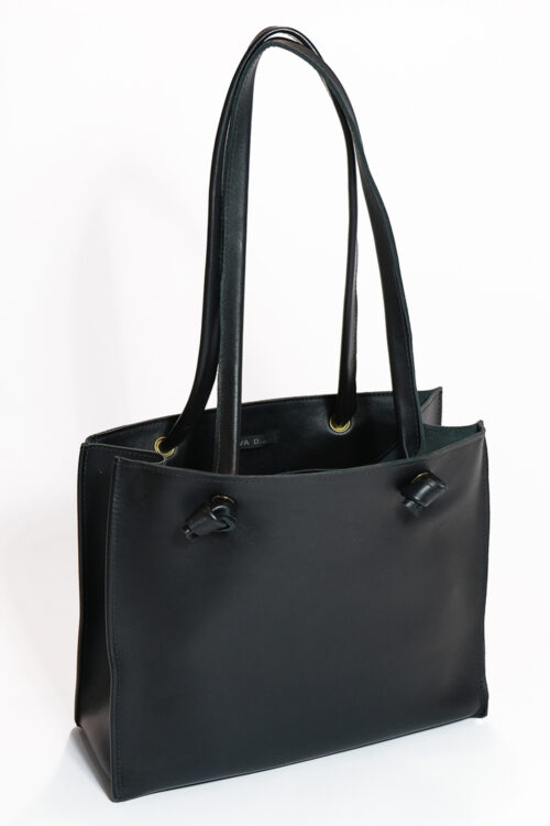 Leather Tote Bag Black 'Grocery Bag' small
