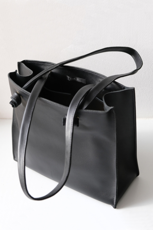 Leather Tote Bag Black 'Grocery Bag' small - Image 3