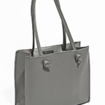 Leather Tote Bag grey 'Grocery bag' small