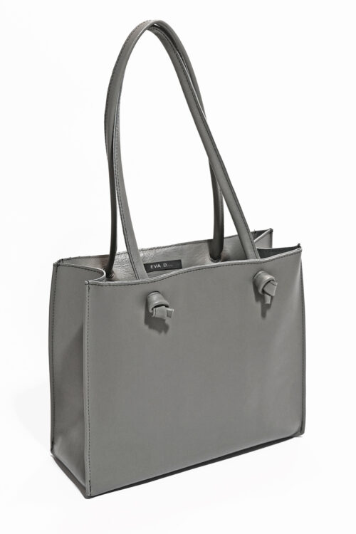 Leather Tote Bag grey 'Grocery bag' small