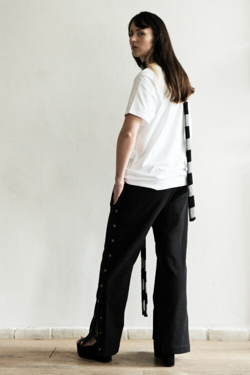 Unisex Track pants Gummi of Black Organic Cotton - Image 6