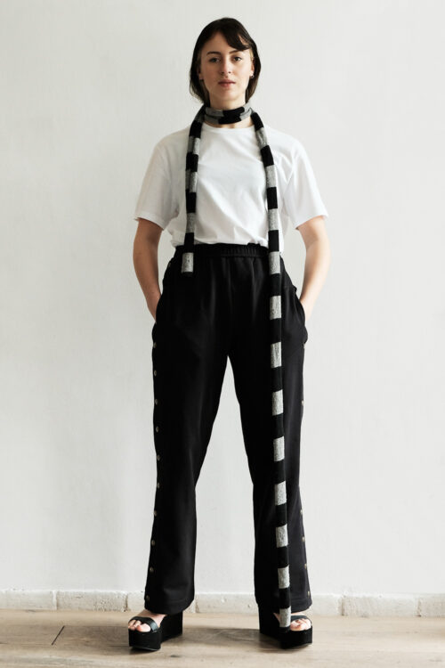 Unisex Track pants Gummi of Black Organic Cotton - Image 2