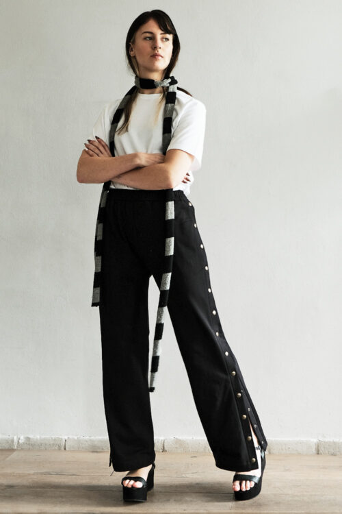 Unisex Track pants Gummi of Black Organic Cotton - Image 4