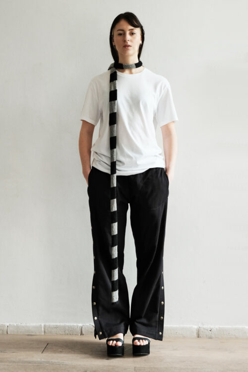 Unisex Track pants Gummi of Black Organic Cotton - Image 5