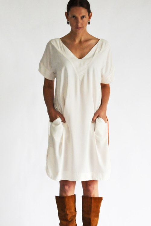 Kaftan Dress Of Airy White Viscose