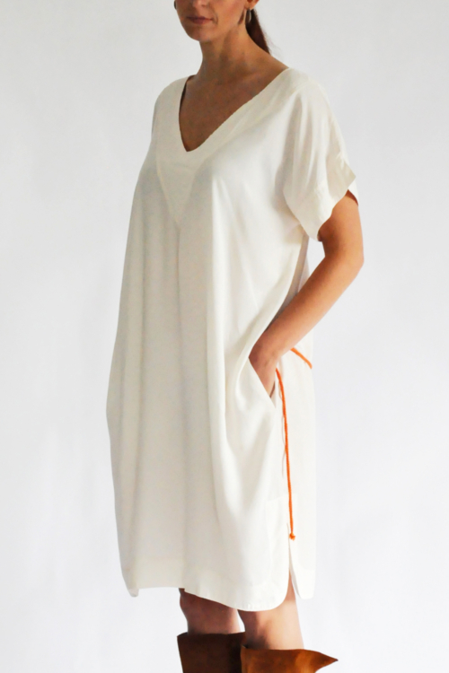 Kaftan Dress Of Airy White Viscose - Image 3