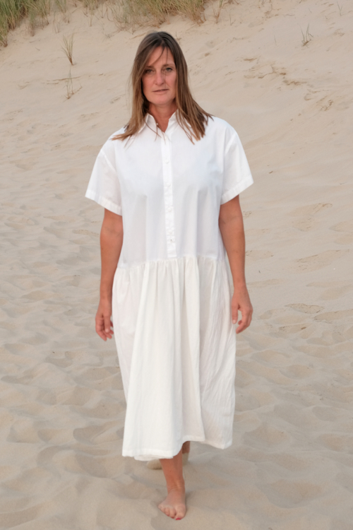 Loose fit shirt dress 'Bep' of white cotton - Image 3