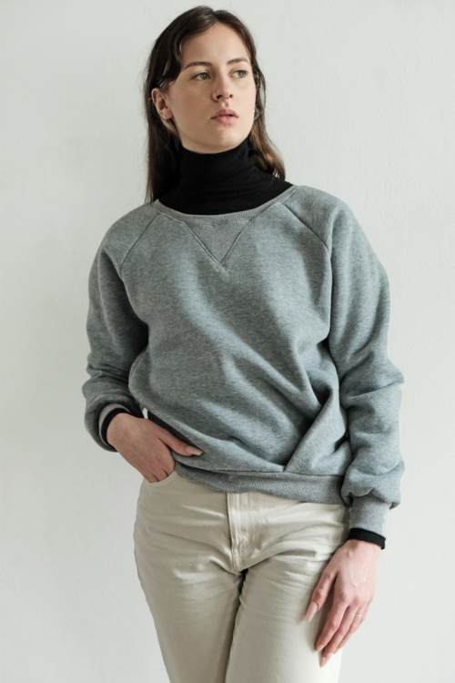 Asymmetric Pleat Sweatshirt Grey
