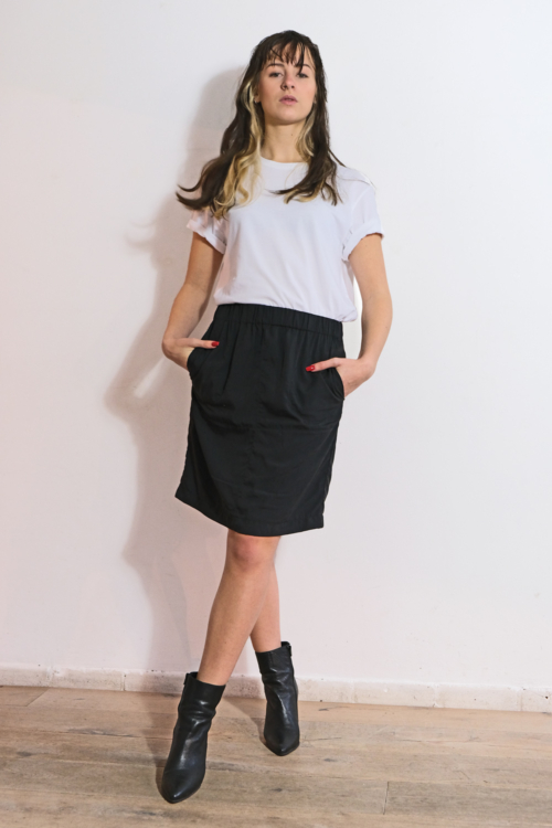 Casual Skirt Nena of Black Cotton