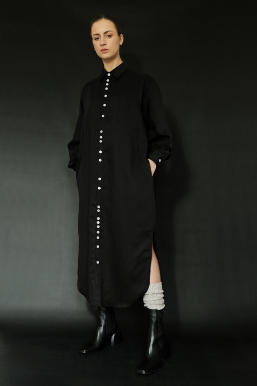 Oversized Shirt 'Axl' Long Black Tencel