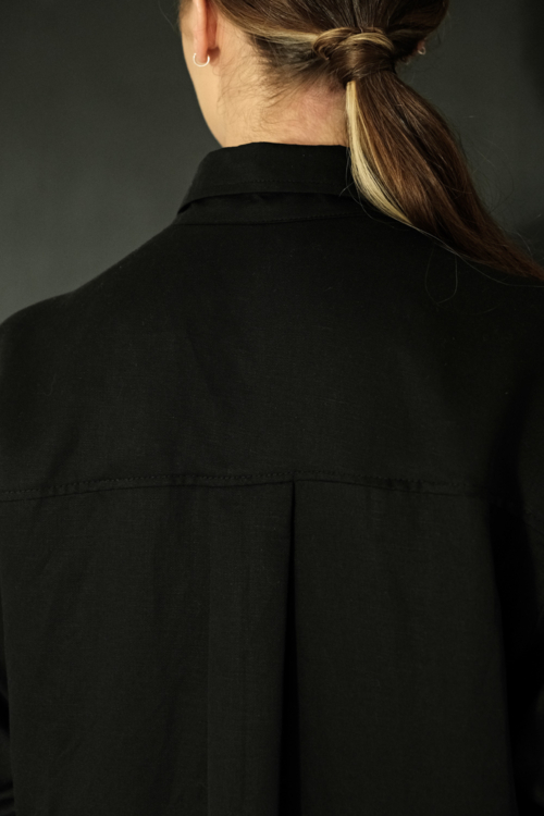 Oversized Shirt 'Axl' Long Black Tencel - Image 3