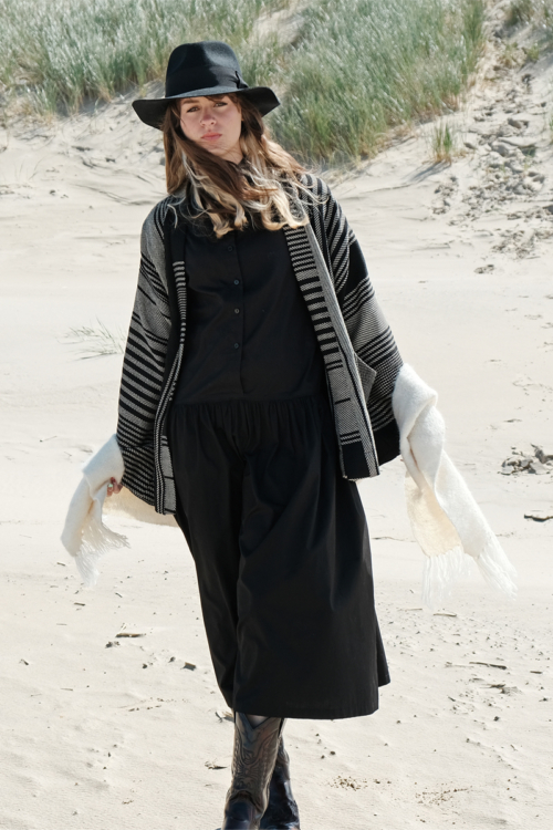 Loose Fit Shirt Dress of Black Cotton - Image 2