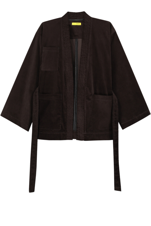 Kimono Worker Jacket Brown Velvet - Image 3