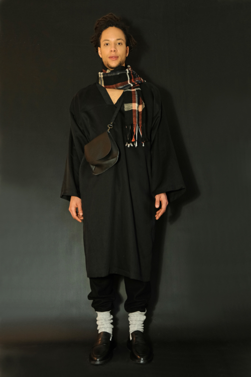 Genderless Caftan 'Moon' Black Tencel - Image 2