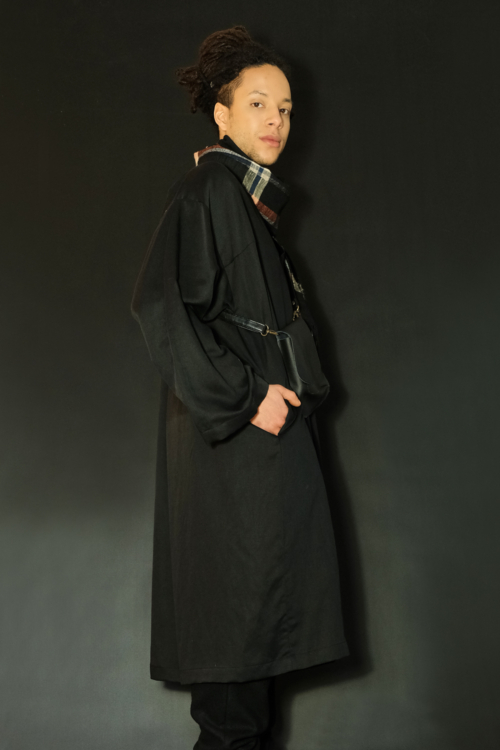 Genderless Caftan 'Moon' Black Tencel - Image 3