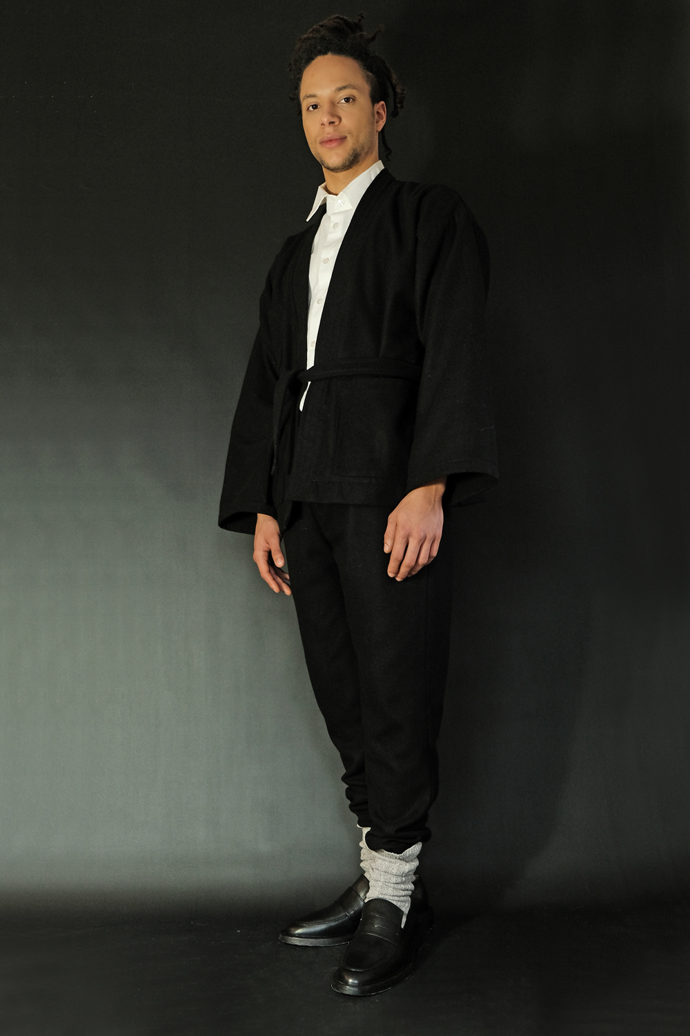 Kimono Jacket of Black Wool