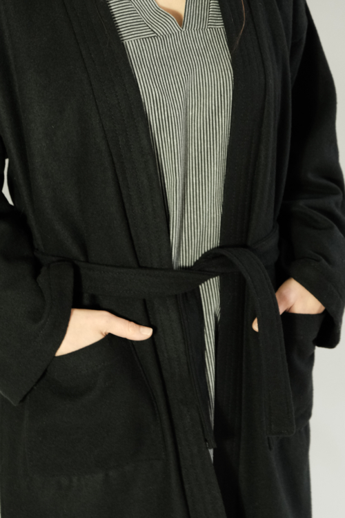 Kimono Coat of Black Wool - Image 3