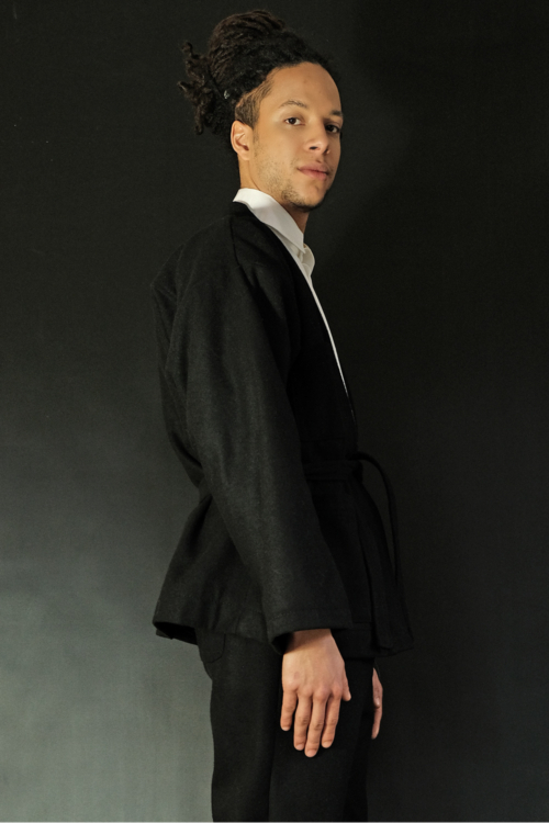 Kimono Jacket of Black Wool - Image 2
