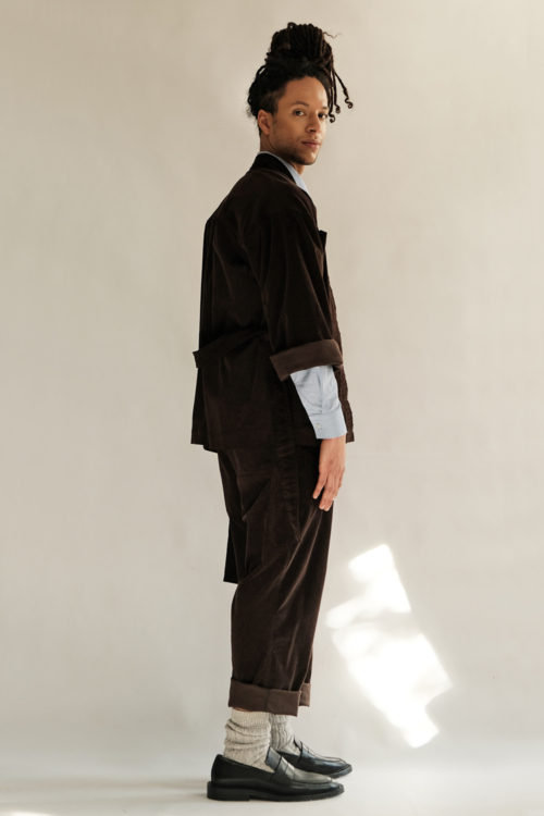 Kimono Worker Jacket Brown Velvet - Image 2