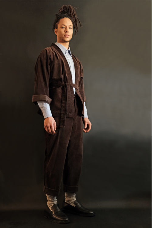 Kimono Worker Jacket Brown Velvet