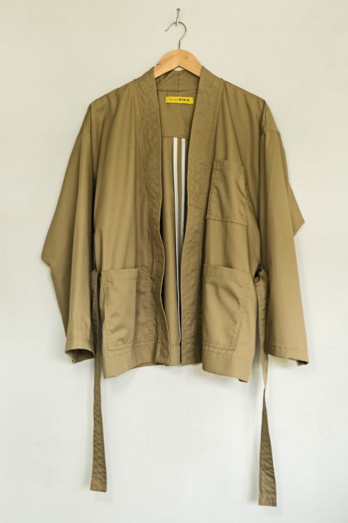 Unisex Kimono Jacket Beige Worker - Image 4