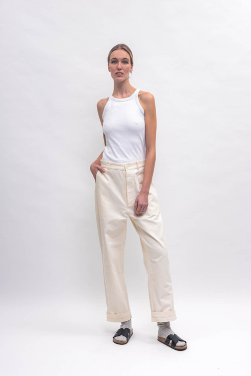 Genderless Pants ‘Farmer’ Worker White